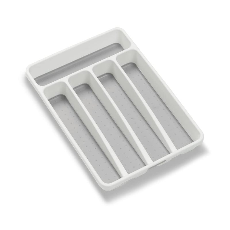 Madesmart Mini 5-Compartment Premium Antimicrobial Plastic Silverware Tray for Drawers  Cutlery and Utensil Tray Kitchen Drawer Organizer  White - Image 1